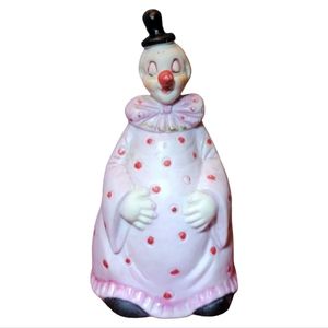 Vintage Fat Clown Top Hat Bell Porcelain Figurine Happy Smiling By DeVille